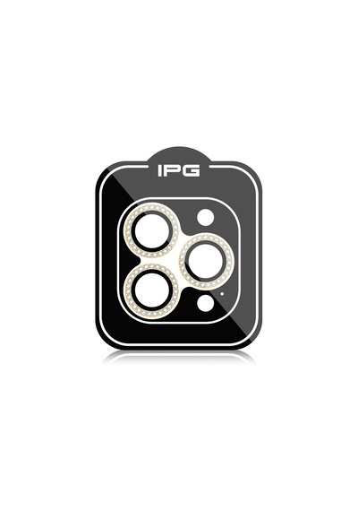 Apple Uyumlu iPhone 15 Pro / Pro Max Ipg Kamera Lens Koruyucu Taşlı - Altın