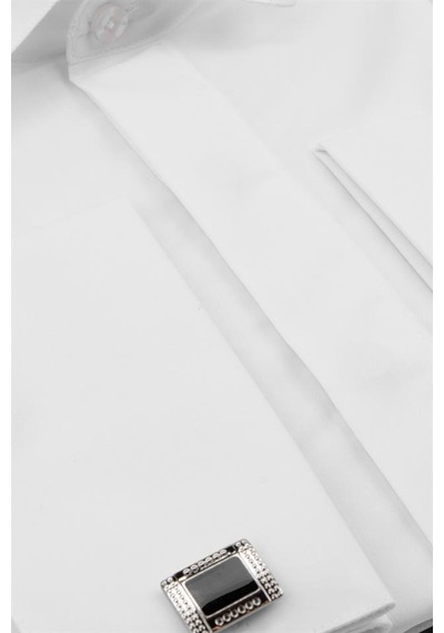 İmza Beyaz Uzun Kol Ata Yaka Slim Fit Dar Kesim Basic Gömlek 1004220060-beyaz Beyaz