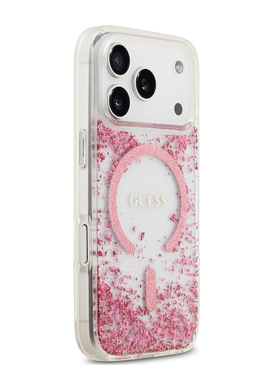 Apple Uyumlu iPhone 17 Pro Kılıf Guess Lisanslı M-safe Şarj Özellikli Transparan Resin Bottom Kapak Pembe Pembe
