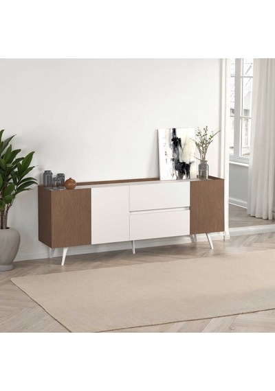 Milano 3 Kapaklı 2 Çekmeceli Konsol Vizon-zebra 210x80x44 Cm Vizon