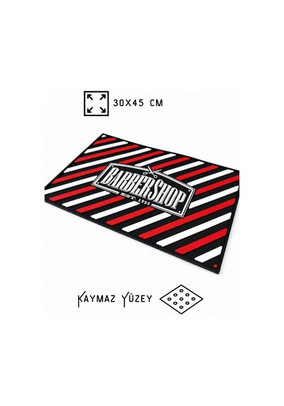 Dorsh Kuaför Salonu Tezgah Üstü Çalışma Matı Kırmızı Beyaz Barbershop F-175