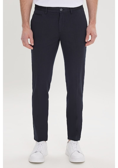 AC&Co / Altınyıldız Classics Erkek Sıyah Slim Fit Dar Kesim Yan Cepli Pamuklu Esnek Armürlü Pantolon Siyah