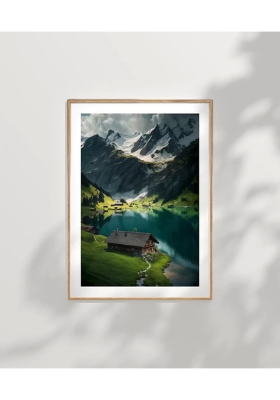 Çerçevesiz Poster Beyaz Zirveler Ve Yeşil Vadi