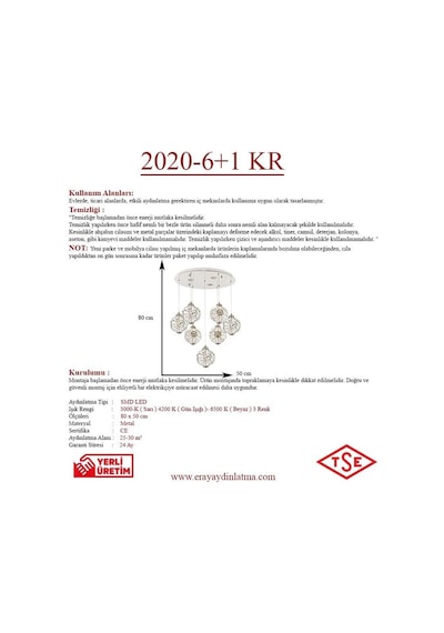 Eray Aydınlatma 2020-6+1 7li Krom Sarkıt Led Avize Krom