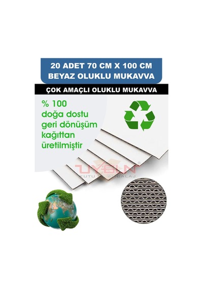 20 Adet 70cm X 100cm Baskısız Beyaz Oluklu Mukavva, Çocuk Etkinlik Kartonu, Maket Kartonu, Kargo Kartonu
