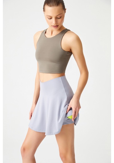 Los Ojos Gri 2 Katmanlı Pileli Tenis Eteği - Spor Etek Tennis Skirt2 Gri