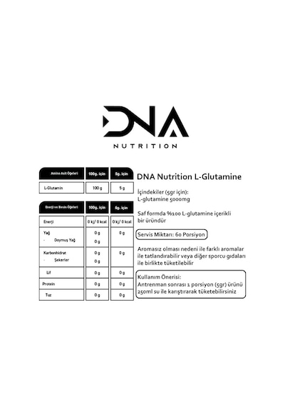 DNA Nutrition Glutamine Powder 300gr