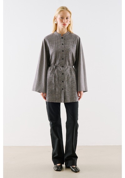 Manuka Geniş Kol Kuşaklı Tunik Siyah Aw26tnk00001-01