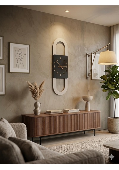 Berlin Ahşap Salon Duvar Saati Pilli Ledsiz Quartz Ultra Sessiz Mekanizma 26 Cm X 85 Cm Antrasit