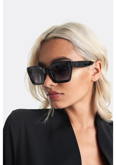 Mobgift Cat Eye Kalın Dörtgen Güneş Gözlüğü Siyah