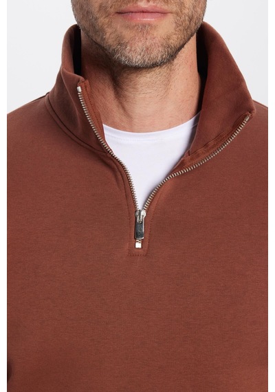 Tudors Unisex Relax Fit Rahat Kesim Pamuklu İçi Polarlı Yarım Fermuarlı Kahverengi Dik Yaka Sweatshirt-31446 Kahverengi Tudors Unisex Relax Fit Rahat Kesim Pamuklu İçi Polarlı Yarım Fermuarlı Kahverengi Dik Yaka Sweatshirt-31446 Kahverengi