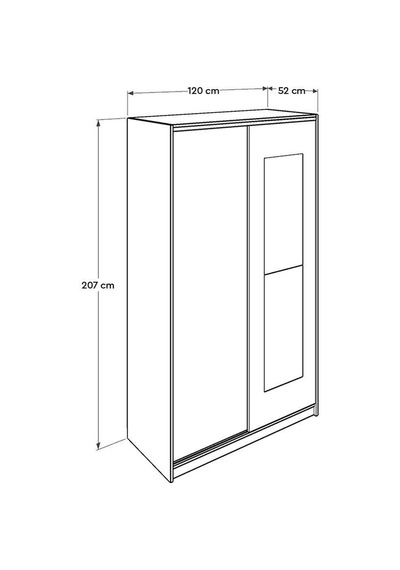 Elit Plus Aynalı Sürgülü Gardırop-sonoma 120x207x52 Cm Gxyxd