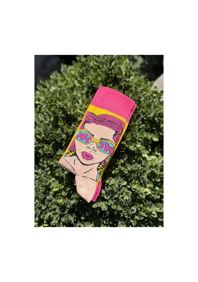 Lousocks Unisex Sağlı Sollu Pop Art Sakız Balonlu Kız Desenli Soket Çorap Sarı Lousocks Unisex Sağlı Sollu Pop Art Sakız Balonlu Kız Desenli Soket Çorap Sarı