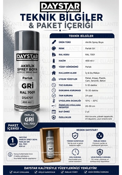 Parlak Gri Akrilik Sprey Boya Ral 7001 400 Ml Hızlı Kuruyan Yüksek Kapatıcılı Metal Ahşap Plastik Bo Çok Renkli Parlak Gri Akrilik Sprey Boya Ral 7001 400 Ml Hızlı Kuruyan Yüksek Kapatıcılı Metal Ahşap Plastik Bo Çok Renkli