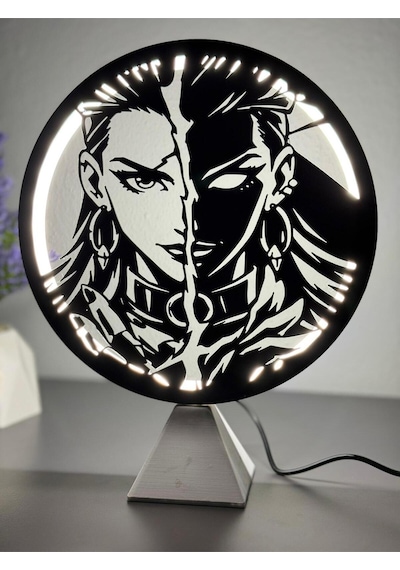 Valorant Reyna Halka Led Işıklı Masa Gece Lambası Gamer Oyun Odası Dekor Hediye Adaptör Dahil Beyaz