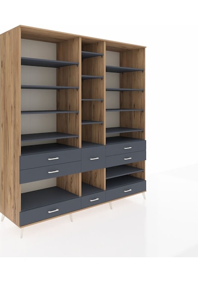 Kronos Dolap 19 Raflı 8 Çekmeceli 220x59x243 Çam-antrasit/antrasit Çok Renkli Kronos Dolap 19 Raflı 8 Çekmeceli 220x59x243 Çam-antrasit/antrasit Çok Renkli
