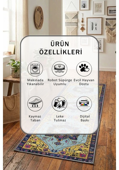 Yıkanabilir Yolluk 95 Gri