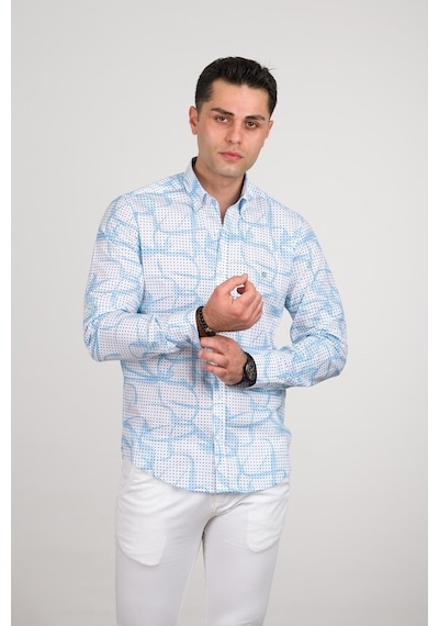 Ecer Regular Fit Desenli Pamuklu Uzun Kol Erkek Gömlek