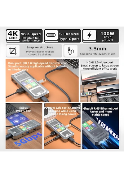 Piva G71 Docking Station 7in1 Dönüştürücü