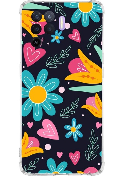 Oppo A94 Uyumlu Retro Color 1 Baskılı Şeffaf Köşe Korumalı Antişok Kılıf