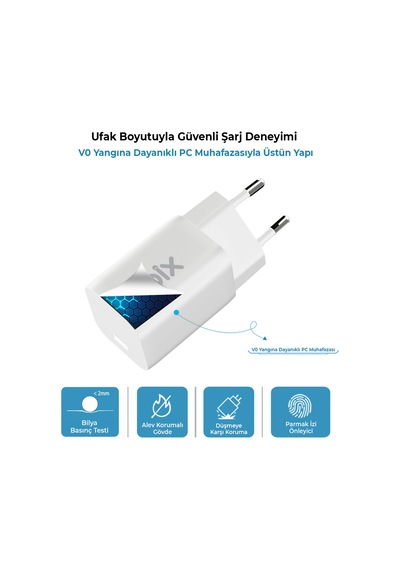 Bix Bx45g Gan Type-c Pd 45w Pps Mini Hızlı Şarj Cihazı Beyaz