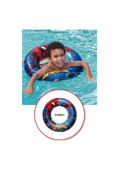 Spiderman Örümcek Adam Figürlü Deniz Havuz Çocuk Yüzücü Simit - 3 - 6 Yaş Arası - 56 Cm Mavi
