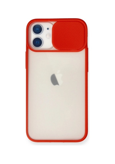 iPhone Uyumlu 11 Kılıf Palm Buzlu Kamera Sürgülü Silikon - Kırmızı