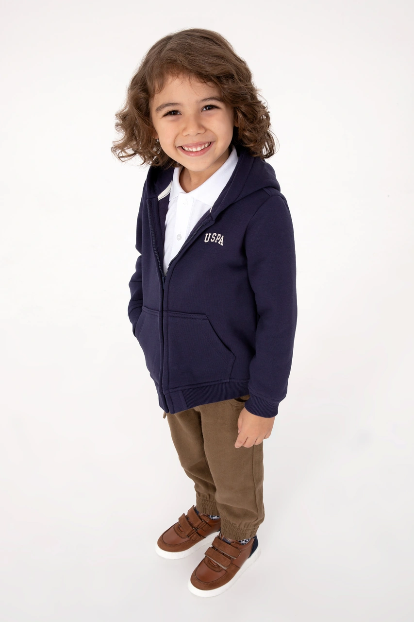 U.S. Polo Assn. Erkek Çocuk Mürdüm Fermuarlı Kapüşonlu Sweatshirt 50313852-VR074