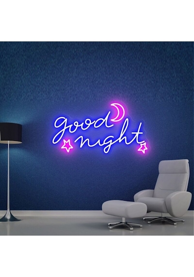 Good Nıght Yazılı Ve Şekilli Neon Tabela Mavi