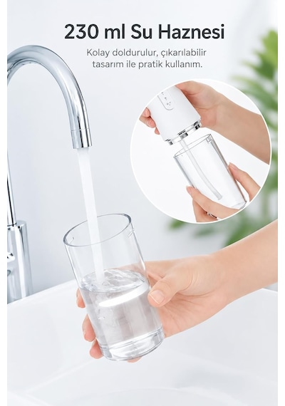 Seyoni Taşınabilir Ağız Duşu, 230 Ml Su Hazneli, Şarjlı, Diş Ve Ağız Temizleme Cihazı, 4 Başlıklı