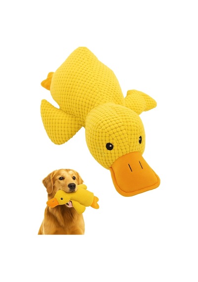Köpek Oyuncağı Ördek Şekilli Peluş Sesli Ve Hışırtılı Dayanıklı Çiğneme Ve Isırma Oyuncağı Anti Stres Yumuşak Peluş Köpek Eğitim Ve Oyun Oyuncağı Sarı