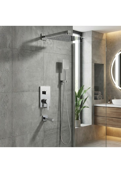 Devin Ankastre Krom Banyo Bataryası Duş Seti -3 Yollu Tam Set- Sıva Altı Dahil
