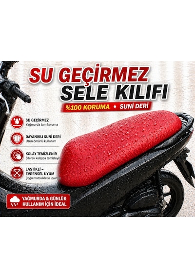Daelim S3 Advance Motosiklet Sele Kılıfı Su Geçirmez Sele Koruma Kırmızı