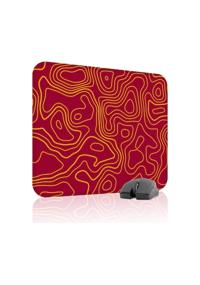 Sarı Kırmızı 48x40 Xl Taraftar Gaming Oyuncu Mouse Pad Kaymaz Taban Büyük Fare Altlığı Topography