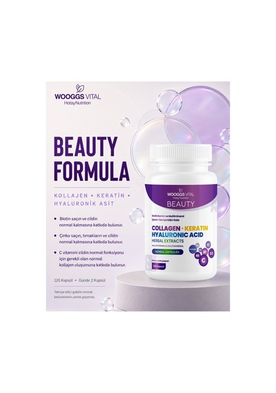 Beauty Kolajen, Keratin Ve Hyaluronik Asit İçeren Multivitamin Multimineral 120 Kapsül