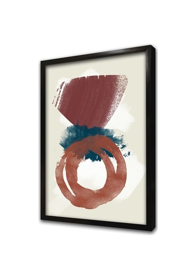 Bordo Ve Mavi Soyut Üçlü Çerçeveli Mdf Tablo Seti-173858