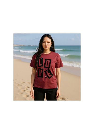 Urbantrendstore Unisex Love Kalp Oversize Fit Rahat Geniş Salaş T-shirt Günlük Tişört Bordo Urbantrendstore Unisex Love Kalp Oversize Fit Rahat Geniş Salaş T-shirt Günlük Tişört Bordo