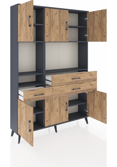 Arges Dolap 9 Raflı 3 Çekmeceli 6 Kapaklı 132x30x195 Antrasit-çam/çam Atlas Çam/atlas Çam Arges Dolap 9 Raflı 3 Çekmeceli 6 Kapaklı 132x30x195 Antrasit-çam/çam Atlas Çam/atlas Çam