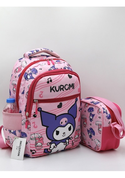 Kuromi Desen Pembe Ortopedili Beslenmelikli Sırt İlkokul Çantası
