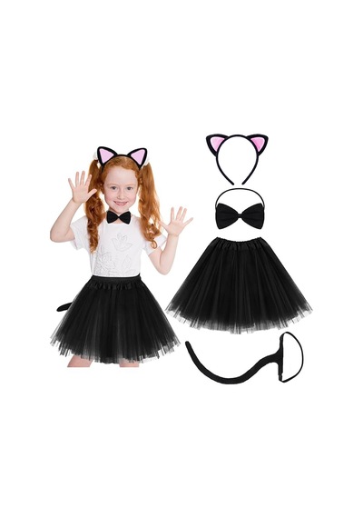 Etekli Pembe Kedi Seti -taç, Kuyruk, Etek, Papyon Çocuk Boy 24242421412