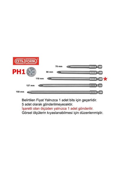 Ceta-form Ph1 X 110 Mm Yıldız Bits Uç Cb/1101