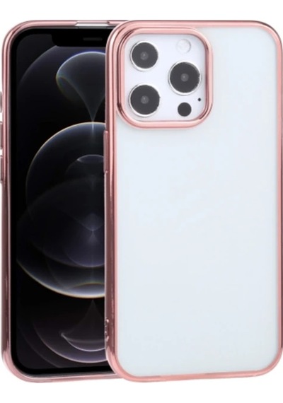 Apple iPhone Uyumlu 13 Pro 6.1inç Lazer Kaplama Renkli Kenar Şeffaf Kılıf- 5775 Siyah