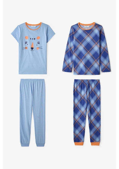 Penti  Mavi Erkek Çocuk Cute Tiger Uzun Kollu Pamuklu 2'li Pijama Takımı