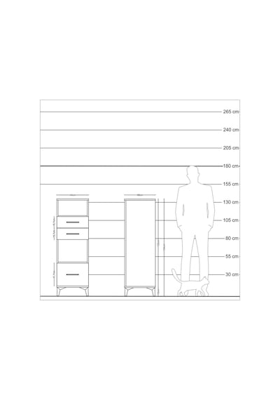 Kronos Dolap 2 Raflı 3 Çekmeceli 44x59x134 Aytaşı-antrasit Aytası
