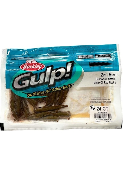 Berkley Gulp Saltwater Sandworm 5cm Lrf Silikon Yem Motor Oil Red Fleck