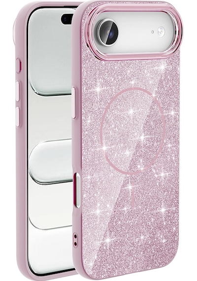 Apple Uyumlu iPad iPhone 17 Air Kılıf M-safe Şarj Özellikli Parlayan Simli Zore Okso Kapak Çok Renkli