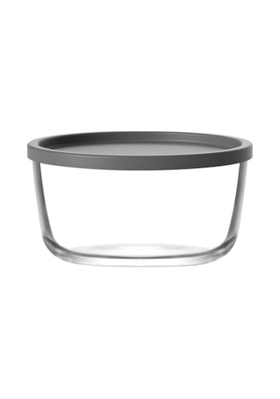 LAV Round Cam Saklama Kabı Tekli Orta Boy 800 ml  Yuvarlak Gri Plastik Kapaklı  (Sunum Kasesi)