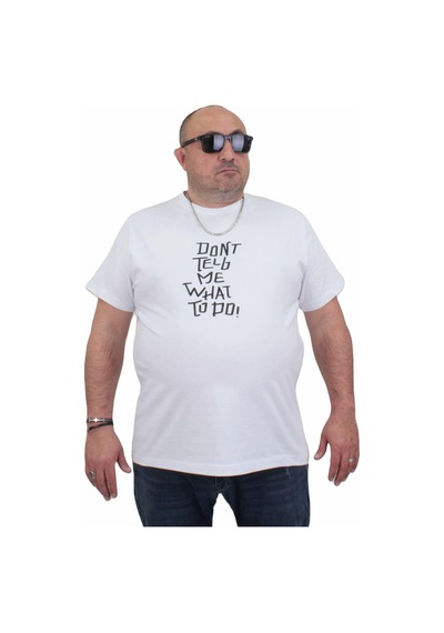 Moc Grande Mocgrande Erkek Büyük Beden Sıfır Yaka Tişört Cool Boys 24125 Beyaz-Beyaz