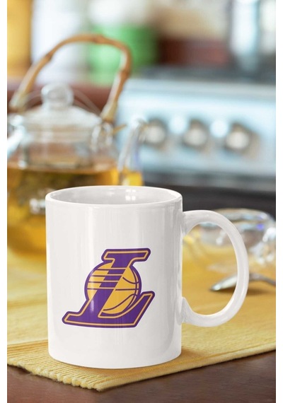 Los Angeles Lakers Baskılı Porselen Kupa Bardak Beyaz