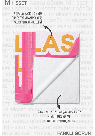 Şehir Temalı Yazılı Modern Plaj Havlusu - Pembe Sarı Pop Art Silüet Hızlı Kuruyan Mikrofiber Havlu Donuk Akasya